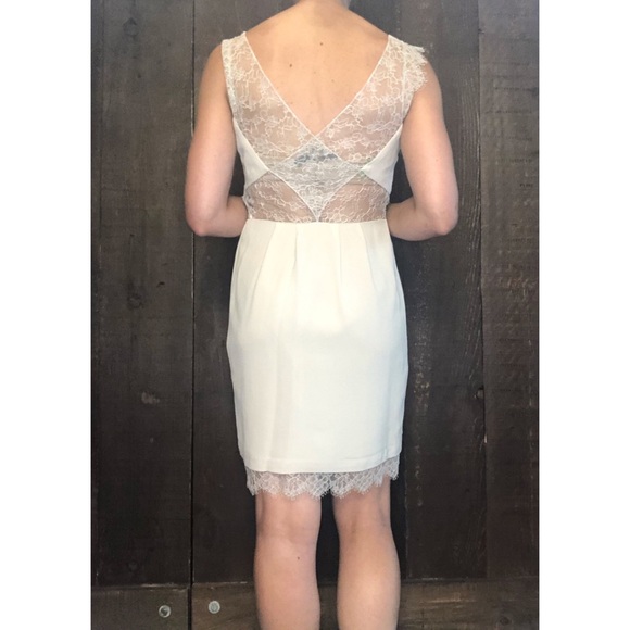BCBG Max Azria Beige Lace Cutout Dress 0 - Picture 3 of 8
